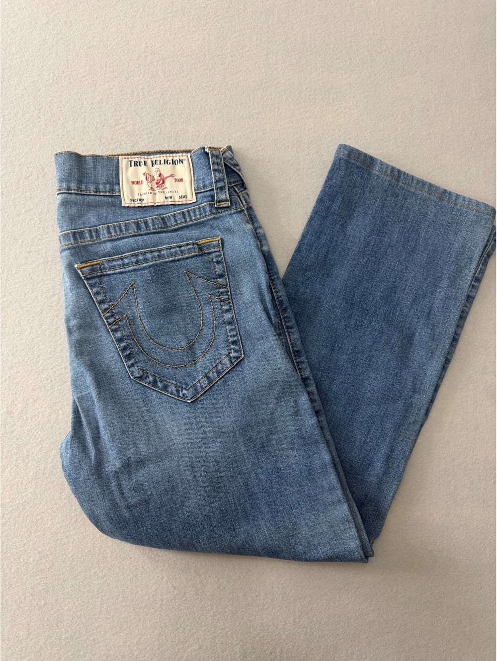 237/1078 True Religion Ricky Relaxed Straight Jeans Men’s 34 Blue Denim